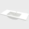 AICA Sanitaire Lavabo blanc 101x47x17.5 cm, Lavabo rectangulaire en marbre artificiel,* Plan Simple Vasque