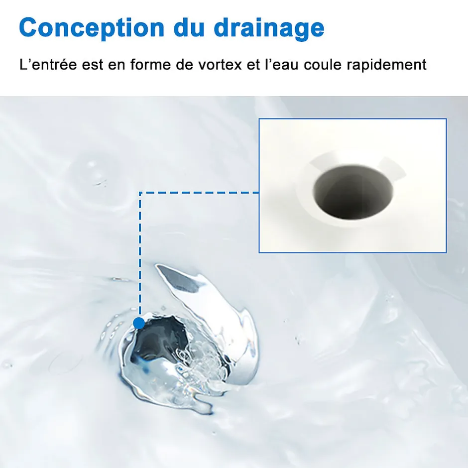 AICA Sanitaire Lavabo blanc 81x47x17.5 cm, Lavabo rectangulaire en marbre artificiel,