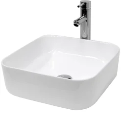ECD Germany Lavabo carré ceramique vasque a poser salle de bain lave-mains blanc 390x390 cm* Vasque À Poser