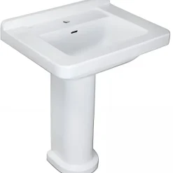 Sanindusa Lavabo 68cm céramique traditionnelle Vintage blanc (compatible avec la colonne Vintage non incluse)* Lavabo