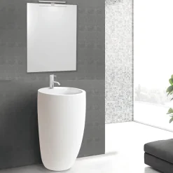 Homesight Lavabo colonne en céramique à poser, l.52 x H.85 cm, blanc, Icone