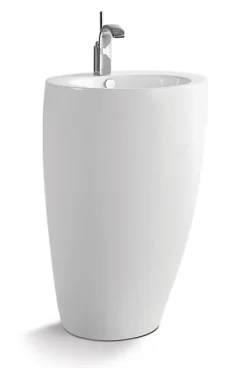 Homesight Lavabo colonne en céramique à poser, l.52 x H.85 cm, blanc, Icone