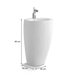 Homesight Lavabo colonne en céramique à poser, l.52 x H.85 cm, blanc, Icone
