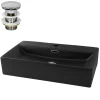 Luxebath Lavabo céramique noir avec garniture de vidage lave-mains moderne 605x365x130 mm* Lavabo