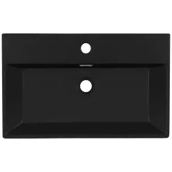 Luxebath Lavabo céramique noir avec garniture de vidage lave-mains moderne 605x365x130 mm* Lavabo