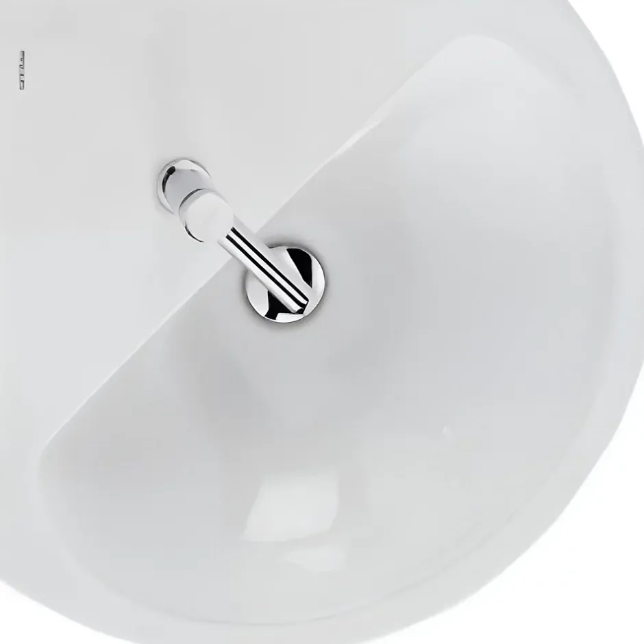 Sanindusa Lavabo d'angle mural céramique traditionnelle 50 Easy blanc (robinet et vidage non inclus)
