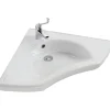 Sanindusa Lavabo d'angle mural PMR extra plat normes handicapé porcelaine vitrifée NewWCCare blanc* Lavabo