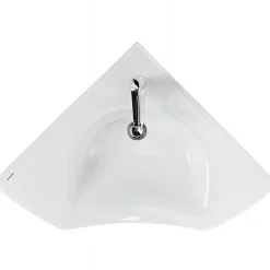 Sanindusa Lavabo d'angle mural PMR extra plat normes handicapé porcelaine vitrifée NewWCCare blanc* Lavabo