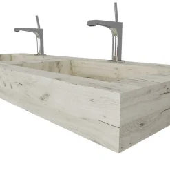 Kiamami Valentina Lavabo De Salle De Bain Avec 2 Vasques 120 Cm En Hpl Effet Glace* Lavabo