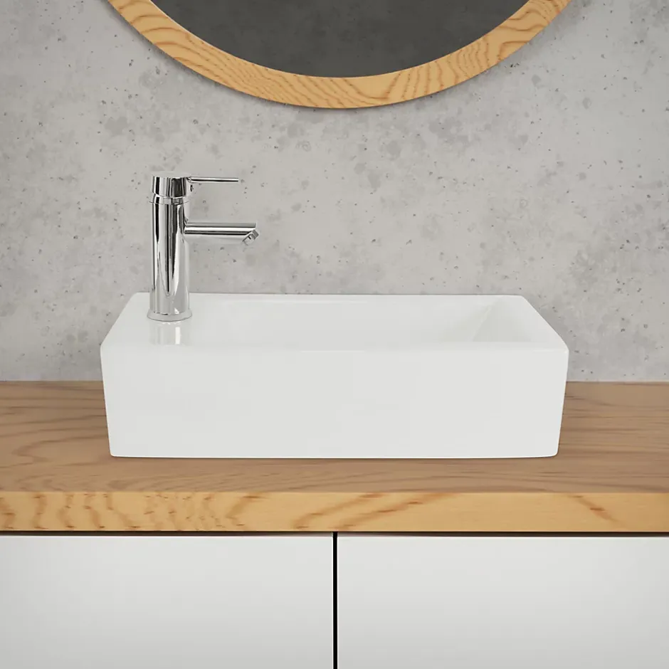 Ml-Design Lavabo de salle de bain vasque à poser toilette blanc en céramique 510 x 250 mm* Vasque À Poser