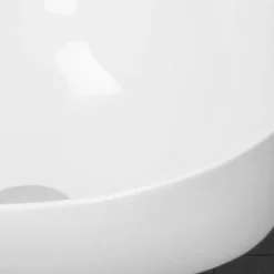 ECD Germany Lavabo en ceramique blanc vasque a poser rond Evier design moderne 400x400mm* Vasque À Poser