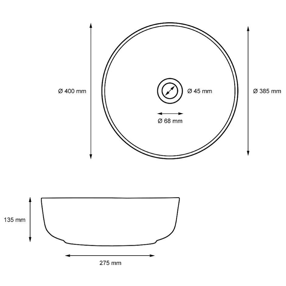 ECD Germany Lavabo en ceramique blanc vasque a poser rond Evier design moderne 400x400mm* Vasque À Poser