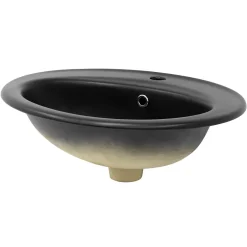 Luxebath Lavabo en ceramique noir mat vasque encastre pour salle de bain 570x485x195 mm
