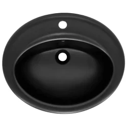 Luxebath Lavabo en ceramique noir mat vasque encastre pour salle de bain 570x485x195 mm