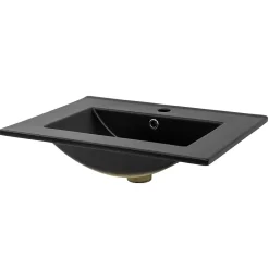 Luxebath Lavabo en ceramique noir mat vasque encastrer pour salle de bain 615x470x175 mm
