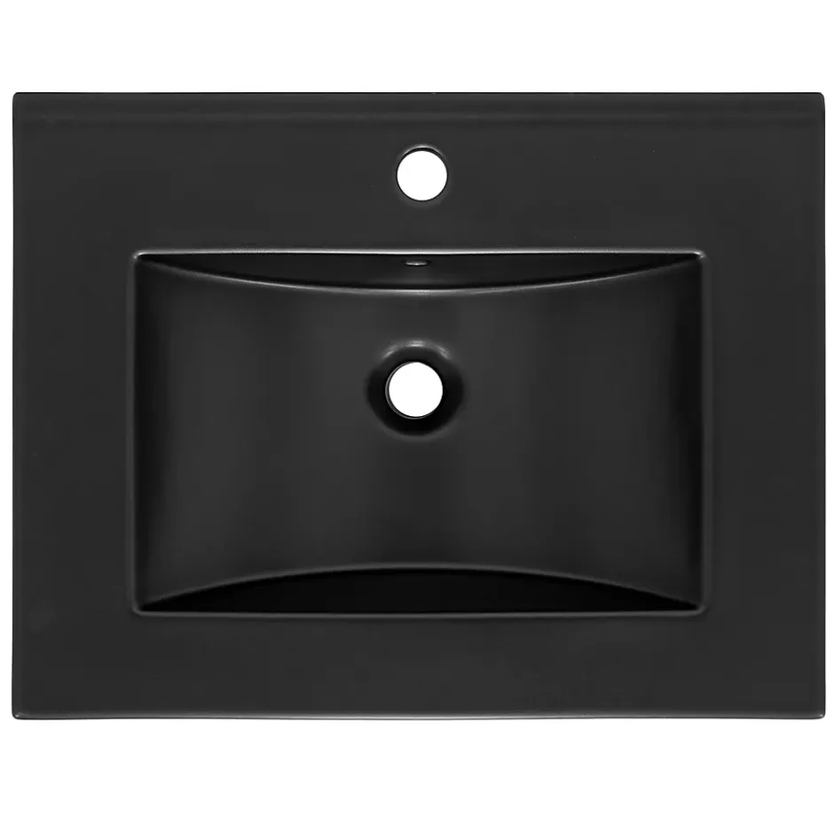 Luxebath Lavabo en ceramique noir mat vasque encastrer pour salle de bain 615x470x175 mm