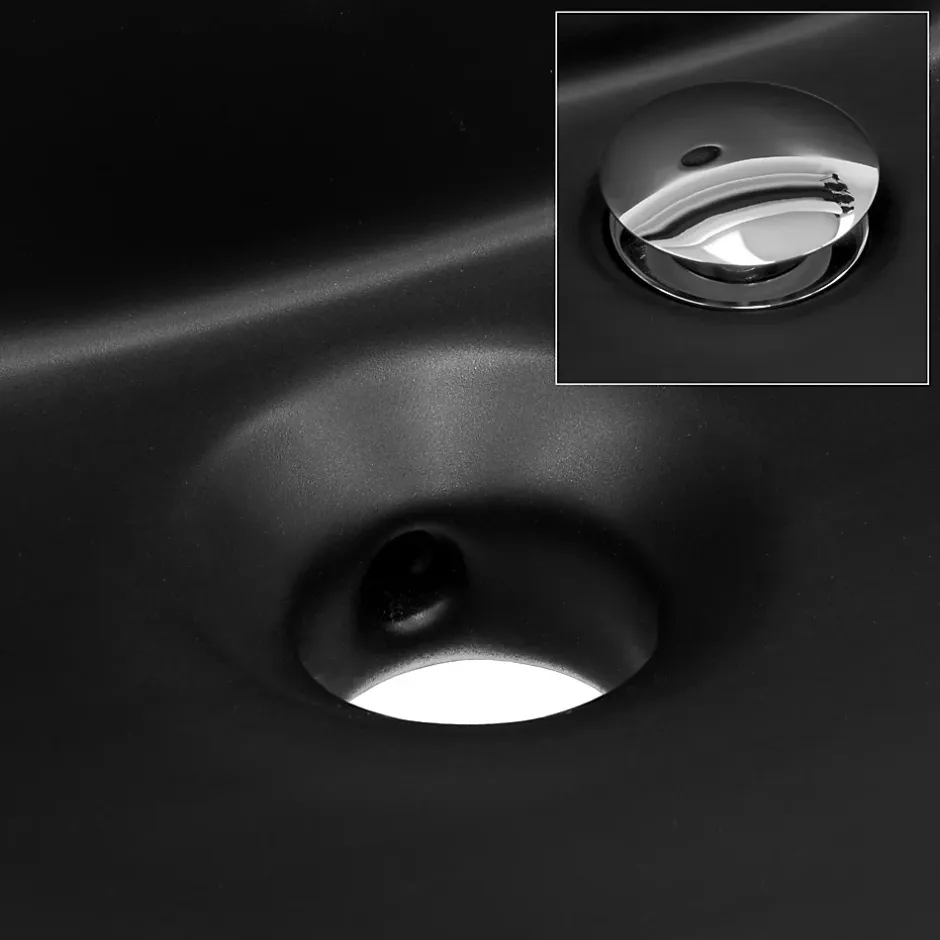 Luxebath Lavabo en ceramique noir mat vasque encastrer pour salle de bain 615x470x175 mm