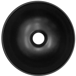 Luxebath Lavabo en ceramique noir mat vasque a poser ronde pour salle de bain 280x150 mm