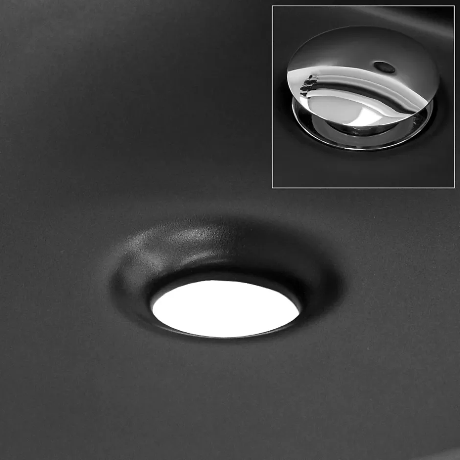 Luxebath Lavabo en ceramique noir mat vasque a poser ronde pour salle de bain 280x150 mm