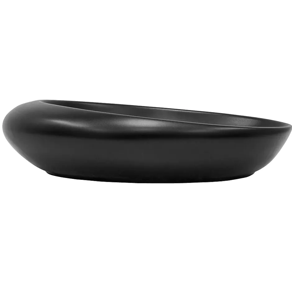 Luxebath Lavabo en ceramique noir mat vasque a poser pour salle de bain 585x375x145 mm