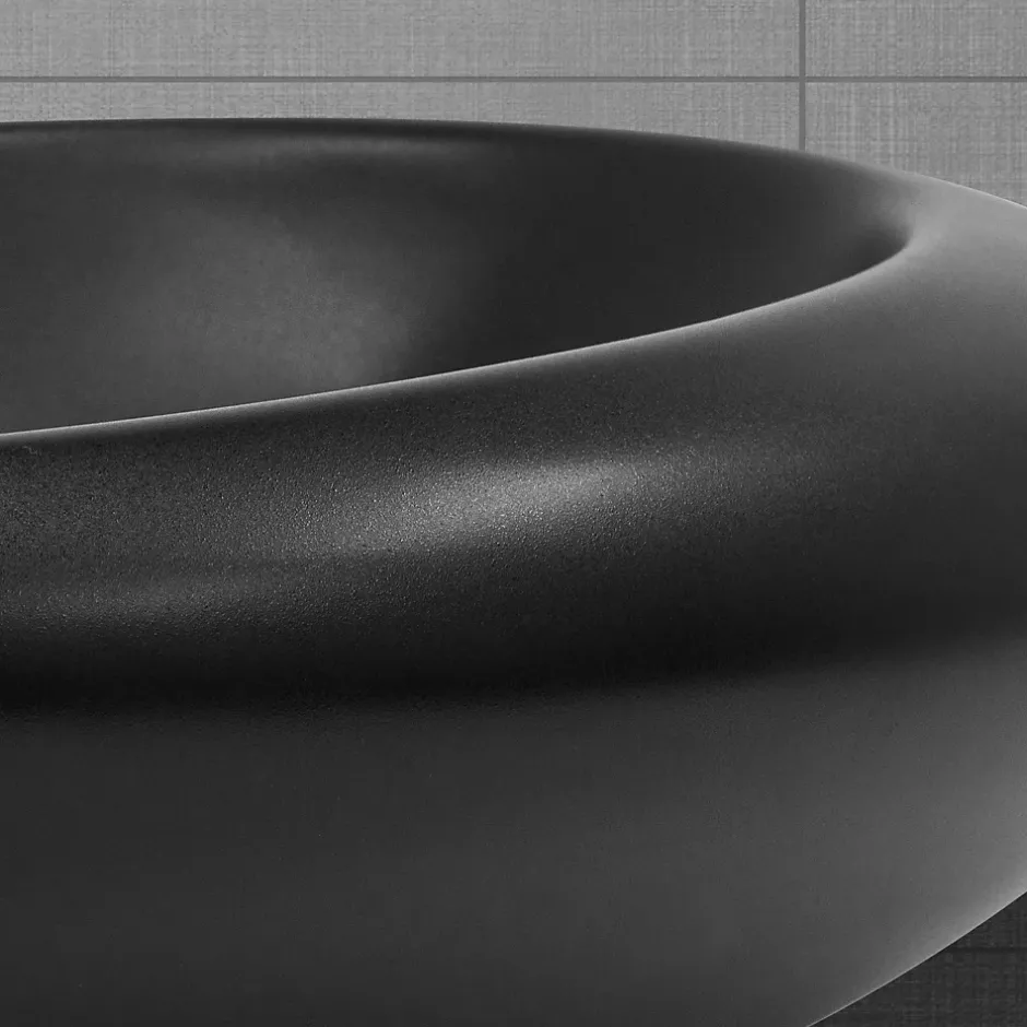 Luxebath Lavabo en ceramique noir mat vasque a poser pour salle de bain 585x375x145 mm