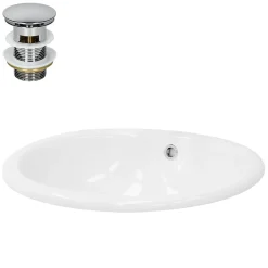 Ml-Design Lavabo en céramique blanc avec garniture de vidage et trop-plein* Vasque À Encastrer
