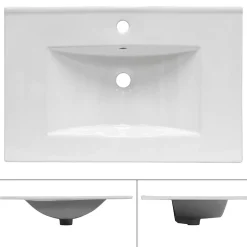 ECD Germany Lavabo en céramique blanc avec garniture de vidage et trop-plein 710x465x175 mm* Vasque À Encastrer