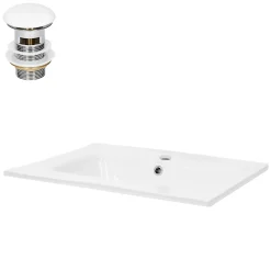 Ml-Design Lavabo en céramique blanc avec garniture de vidage et trop-plein 610x165x460 mm