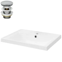Ml-Design Lavabo en céramique blanc avec garniture de vidage et trop-plein 510x415x155 mm
