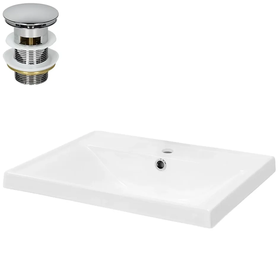 Ml-Design Lavabo en céramique blanc avec garniture de vidage et trop-plein 510x415x155 mm