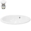 Ml-Design Lavabo en céramique blanc avec garniture de vidage et trop-plein