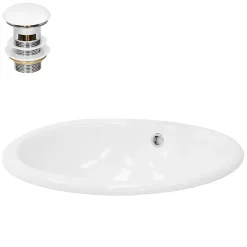 Ml-Design Lavabo en céramique blanc avec garniture de vidage et trop-plein
