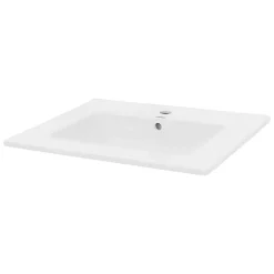 ECD Germany Lavabo en céramique blanc avec garniture de vidage vasque encastrer 610x465 mm* Vasque À Encastrer