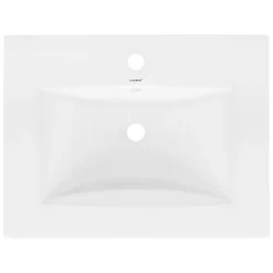 ECD Germany Lavabo en céramique blanc avec garniture de vidage vasque encastrer 610x465 mm* Vasque À Encastrer