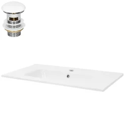 Ml-Design Lavabo en céramique blanc avec garniture de vidage et trop-plein* Vasque À Encastrer