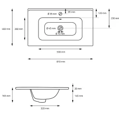 Ml-Design Lavabo en céramique blanc avec garniture de vidage et trop-plein* Vasque À Encastrer