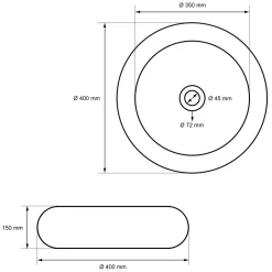 ECD Germany Lavabo en céramique blanc vasque èvier à poser design rond moderne 400 mm