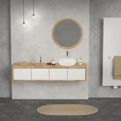 ECD Germany Lavabo en céramique blanc vasque èvier à poser design rond moderne 400 mm