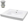 ECD Germany Lavabo en céramique blanc avec garniture de vidage lave-mains moderne 605x465 mm