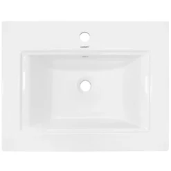 ECD Germany Lavabo en céramique blanc avec garniture de vidage lave-mains moderne 605x465 mm