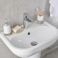 GoodHome Lavabo en céramique blanche l.57 cm Cavally* Lavabo