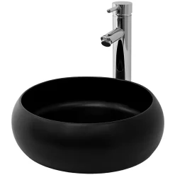 Ml-Design Lavabo en céramique noir avec garniture de vidage lave-mains moderne 350x120 mm* Lavabo