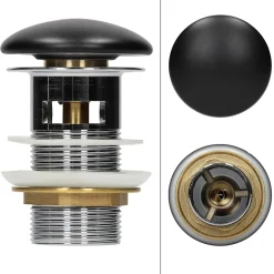 Ml-Design Lavabo en céramique noir lave-mains avec garniture de vidage 590x380x190 mm