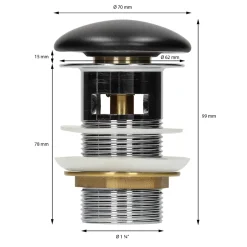 Ml-Design Lavabo en céramique noir lave-mains avec garniture de vidage 590x380x190 mm