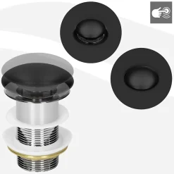 Luxebath Lavabo en céramique noir lave-mains moderne + garniture de vidage 410x335x145 mm