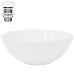 Ml-Design Lavabo en céramique ronde blanc sans trop-plein avec bonde de vidage 280x116 mm* Lavabo