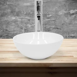 Ml-Design Lavabo en céramique ronde blanc sans trop-plein avec bonde de vidage 280x116 mm* Lavabo
