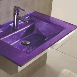 Wikao Lavabo en verre couleur prune Emerald - Prune