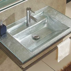 Wikao Lavabo en verre Opal - Coloris Argent