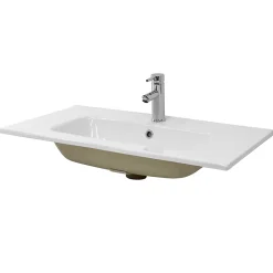 Ml-Design Lavabo encastré en céramique blanc avec garniture de vidage chrome* Vasque À Encastrer